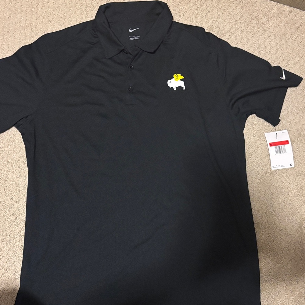 Nike Men's Black Polo with Yellow Logo
